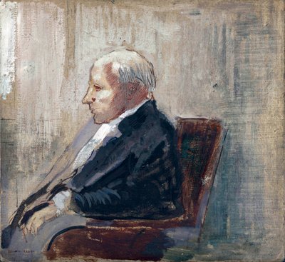 Oturan Adam - Odilon Redon (1840-1916), karton üzerine yağlı boya (21.9x23.5 cm), yaklaşık 1910 - MOMA (Modern Sanat Müzesi), New York (ABD) by Odilon Redon