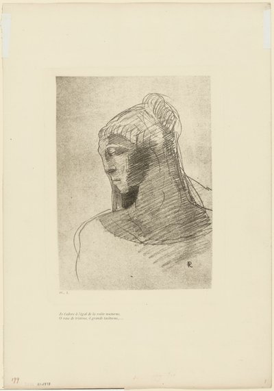 Sana Taptığım Gibi Gece Göğünün Kasasına tapıyorum, Ey Hüzün Gemisi, Ey Uzun Sessiz Kadın, levha 2/9 by Odilon Redon