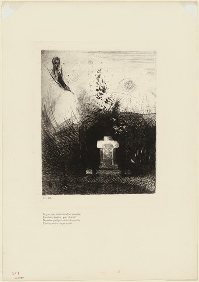 Yakın Bir Karanlık Gecede İyi Bir Hristiyan, Hayırseverlik Dışı, Eski Bir Harabenin Ardında, Kemerli Bedeninizi Gömerse, plaka 4/9 by Odilon Redon