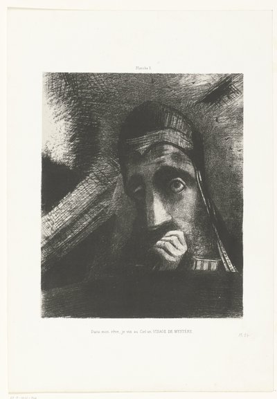 Rüyamda gökyüzünde gizemli bir yüz gördüm Dans mon rêve, je vis au Ciel un VISAGE DE MYSTÈRE (nesne üzerindeki başlık) by Odilon Redon