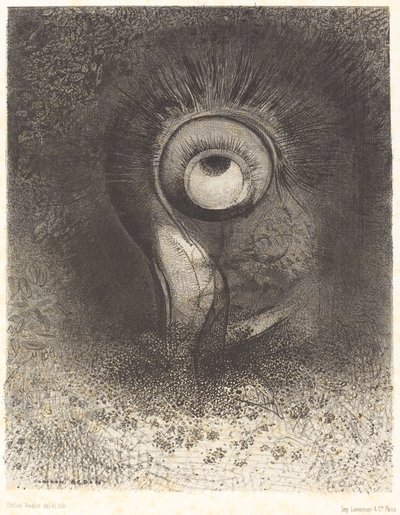 Belki de çiçekte denenen bir ilk vizyon vardı. by Odilon Redon