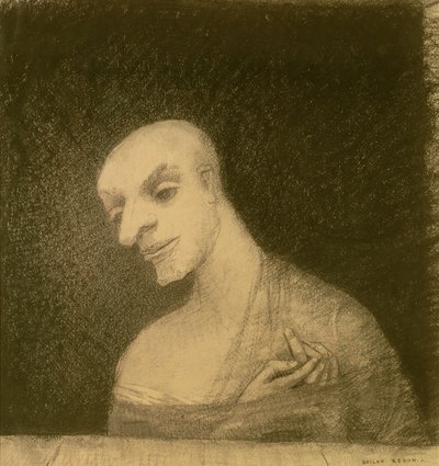 Hayali Figür, c.1881 (kağıt üzerinde tebeşir ve karakalem) by Odilon Redon