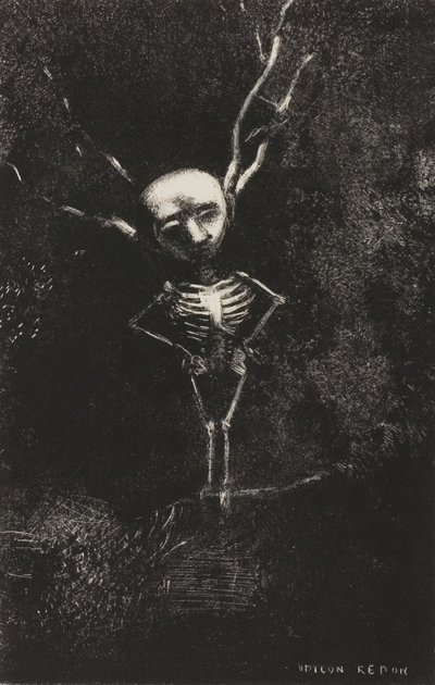 Dallardan Oluşan Labirentte, Soluk Şekil Ortaya Çıktı, levha 2/7 by Odilon Redon