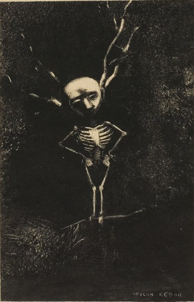 Dallardan Oluşan Labirentte, Soluk Şekil Ortaya Çıktı, levha 2/7 by Odilon Redon