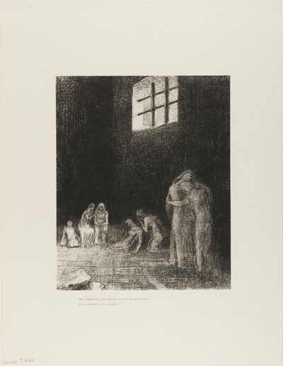 Gölgede İnsanlar Var, Ağlayan ve Dua Eden, Çevrelerinde Kendilerini Teşvik Eden Başkaları, plaka 6/24 by Odilon Redon