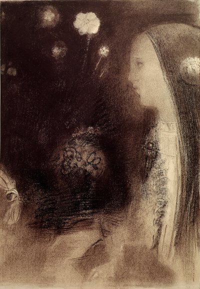 Rüyada Odilon Redon (1840-1916) 1879 Paris gravürü, özel koleksiyon by Odilon Redon