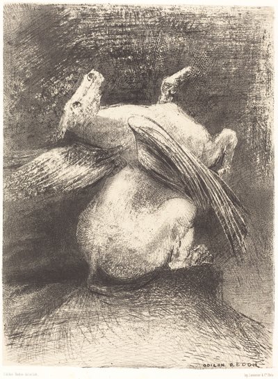 İktidarsız kanat hayvanı o kara boşluğa kaldırmadı. by Odilon Redon