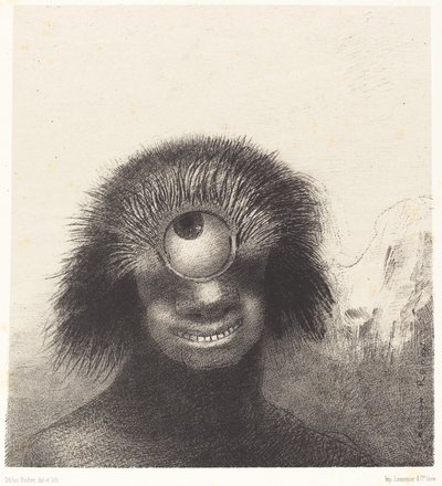 Deforme olmuş polip, bir tür gülümseyen ve iğrenç Cyclops gibi kıyılarda yüzüyordu. by Odilon Redon