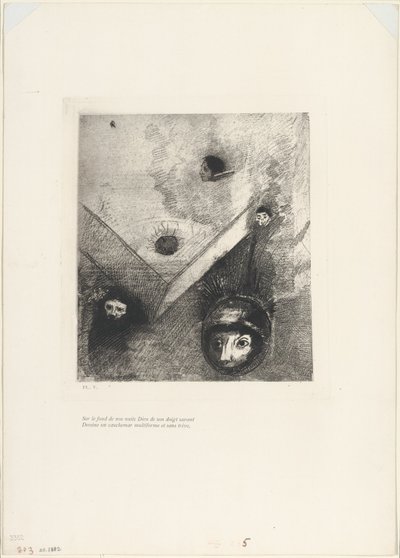 Gecelerimizin Arka Planında Tanrı Bilen Parmağıyla Çok Biçimli Amansız Bir Kabusun İzini Sürer, levha 6/9 by Odilon Redon