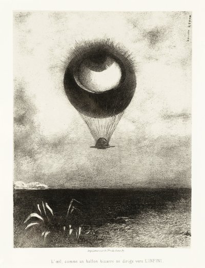 Edgar Poe için illüstrasyon serisi: "Göz, Garip Bir Balon Gibi, Sonsuzluğa Monte Ediyor" Odilon Redon (1840-1916) tarafından Litografi by Odilon Redon