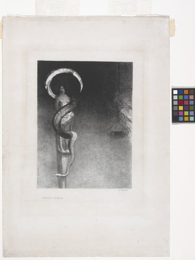 Serpent-Aureole (çene aplikeli kağıt üzerine litografi) by Odilon Redon