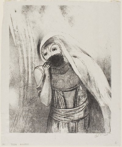 Göğsünden Kusursuz Siyah Bir Sünger Çekiyor ve Onu Öpücüklerle Kaplıyor, plaka 8/24 by Odilon Redon