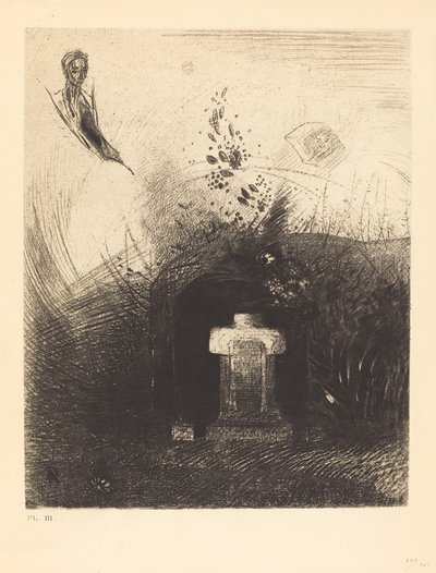 İyi bir Hıristiyan, karanlık bir gecede, eski bir yıkıntının arkasına, hayırseverlik amacıyla kavisli bedeninizi gömerse by Odilon Redon