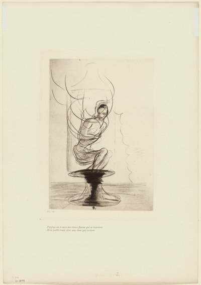 Bazen Kişi Eski Bir Anımsama Şişesi Bulur, Bu nedenle Yaşamda Geri Dönen Bir Ruh Sorun Çıkarır, levha 3/9 by Odilon Redon