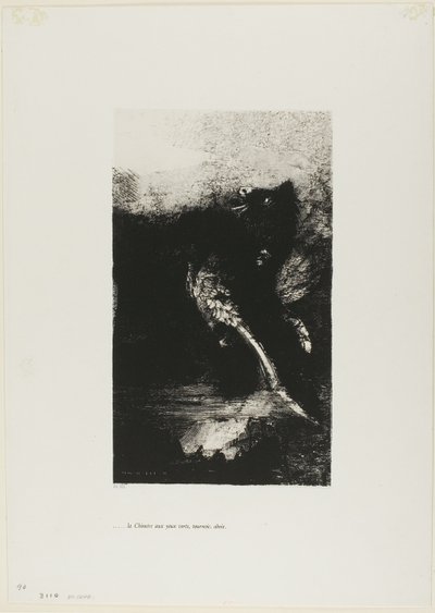 Yeşil gözlü Chimera Turns, Bays, The Temptation of Saint Anthony'den plaka 7 (1. seri) by Odilon Redon