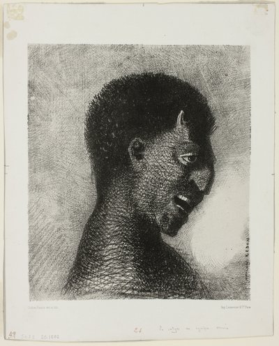 Alaycı Gülümseyen Satyr, "Les Origines"den 5/8 plaka by Odilon Redon