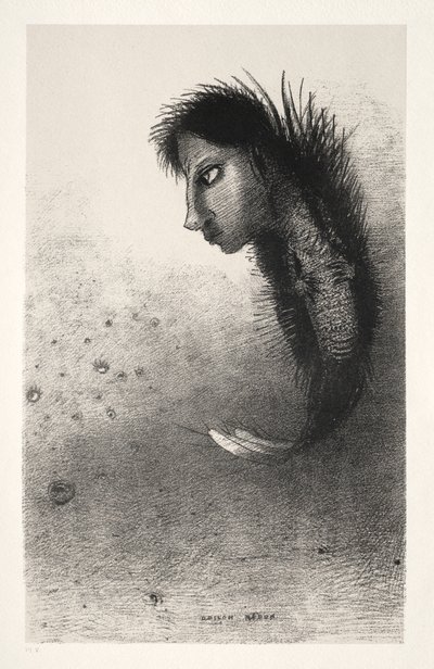 Sonra Bir Balık Bedeninde İnsan Başına Sahip Tekil Bir Varlık Görünür by Odilon Redon