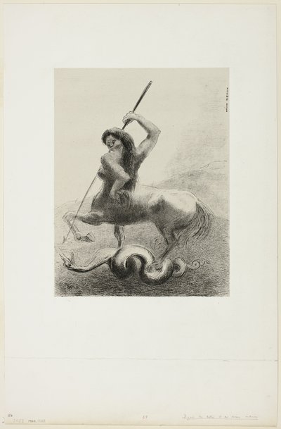 Mücadeleler ve Boş Zaferler Vardı, "Les Origines"den 6/8 numaralı plaka by Odilon Redon
