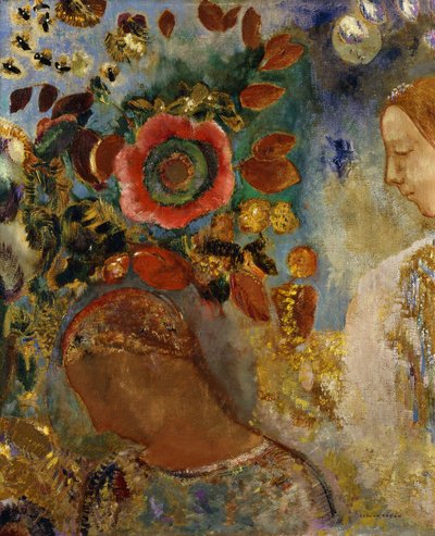 Çiçekli İki Genç Kız; Çiçek Açan İki Genç Kız, 1912 by Odilon Redon