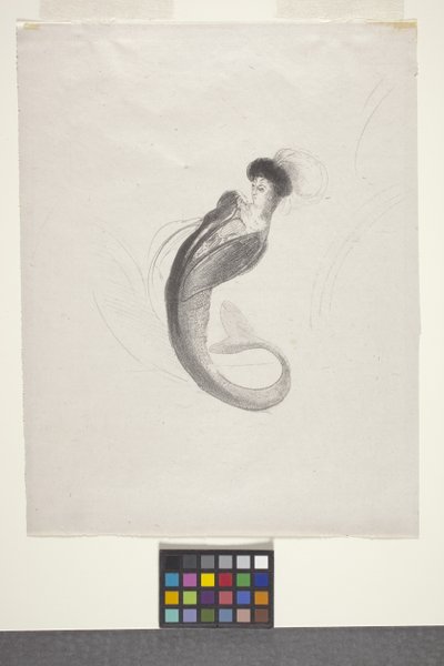 İsimsiz (çine volant kağıt üzerine litografi) by Odilon Redon