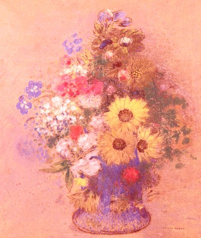 Vazo Çiçek (gemide pastel) by Odilon Redon
