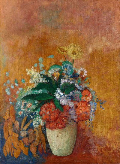 Vazo Çiçek, c.1905 (kumaş üzeri yağlı boya) by Odilon Redon