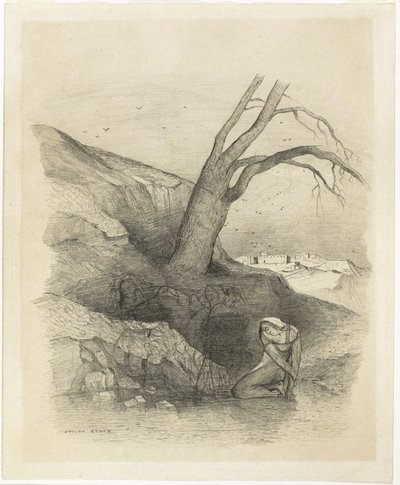 Kadın diz çökmüş by Odilon Redon