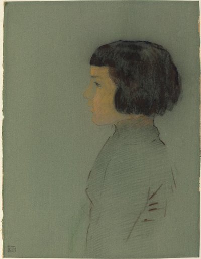 Profildeki genç kadın by Odilon Redon