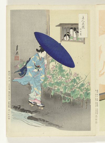çiçekli çit Güzellikler ve Çiçekler Arasındaki Karşılaştırmalar (dizi başlığı) Bijin hana kurabe (nesne üzerinde dizi başlığı) by Ogata Gekko