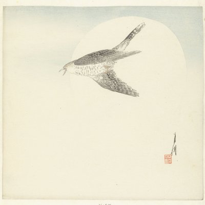 Dolunayda uçan guguk kuşu by Ogata Gekko