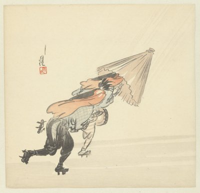 Yağmurda koşan iki müzisyen by Ogata Gekko