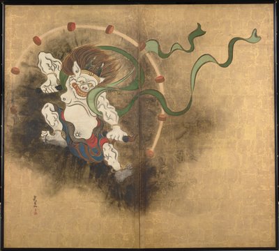 Le dieu de la tempete (Yıldırım Tanrısı) İki panelli bir ekranın sol kısmı - Ogata Korin