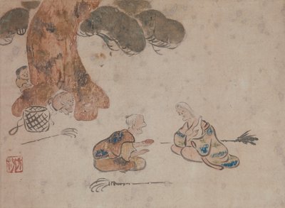 yaşlı adam ve kadın by Ogata Korin