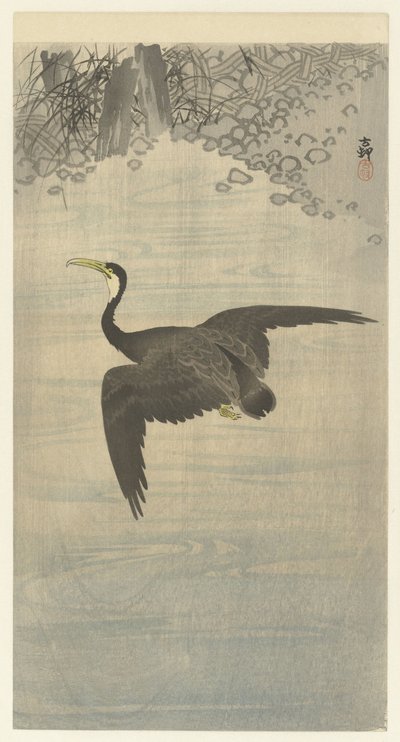 uçuşta karabatak by Ohara Koson