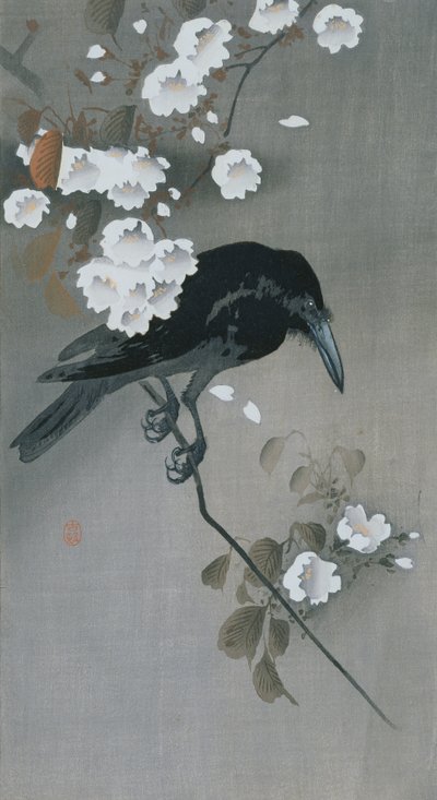 Kiraz Çiçeği dalında karga by Ohara Koson