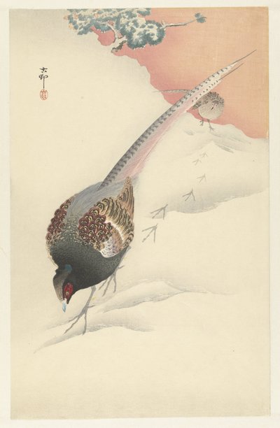 Karda sülün çift by Ohara Koson