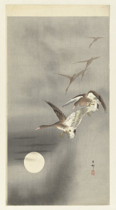 uçuşta kazlar by Ohara Koson