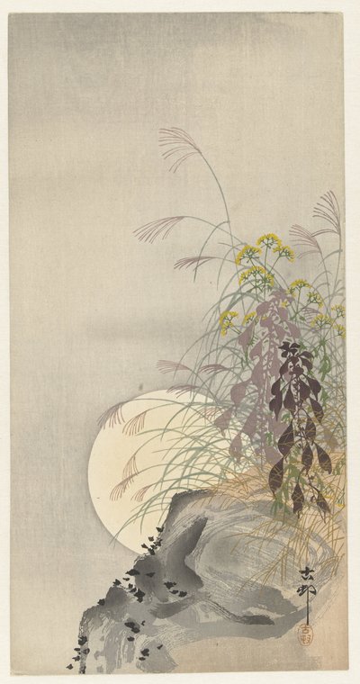 Dolunayda çimenler by Ohara Koson