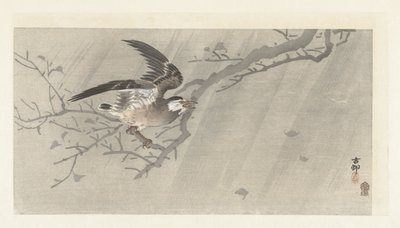 Fırtınada gri sığırcık by Ohara Koson