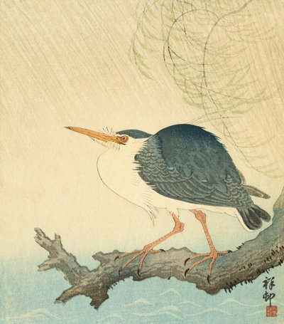 Fırtınada Balıkçıl, Japon sanatçı Ohara Koson tarafından by Ohara Koson