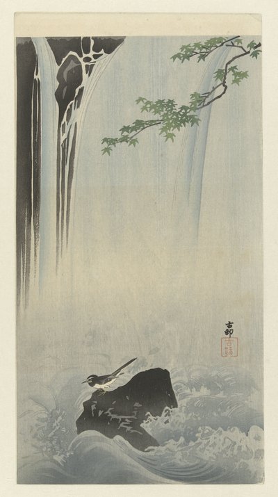 Şelalede Japon kuyruksallayan by Ohara Koson