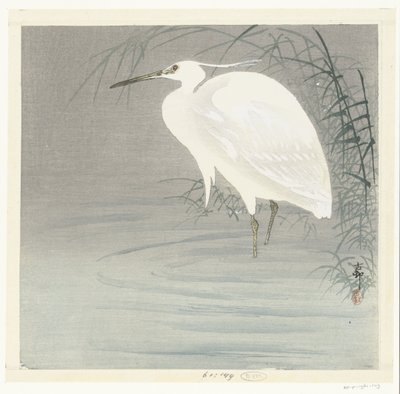 küçük ak balıkçıl by Ohara Koson