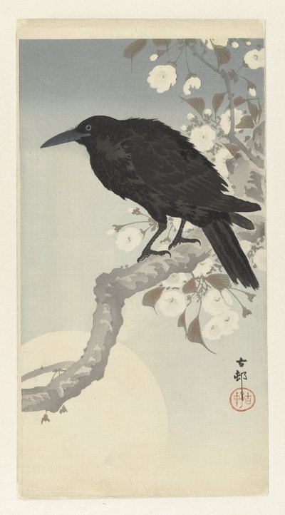 Dolunayda karga by Ohara Koson
