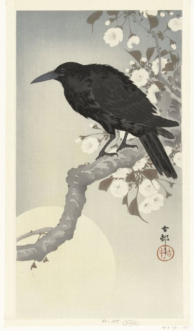 Dolunayda karga by Ohara Koson
