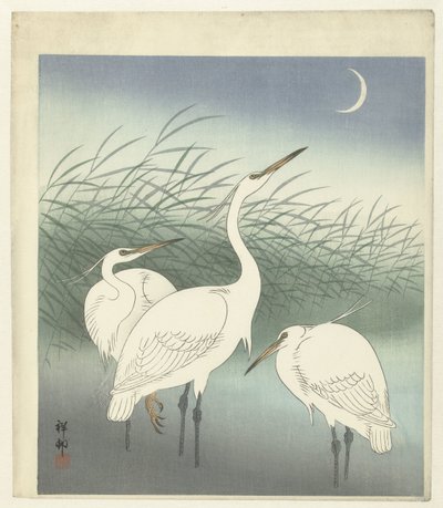 Sığ suda balıkçıllar by Ohara Koson