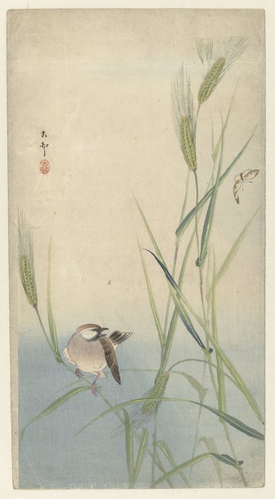 kuş ve kelebek by Ohara Koson