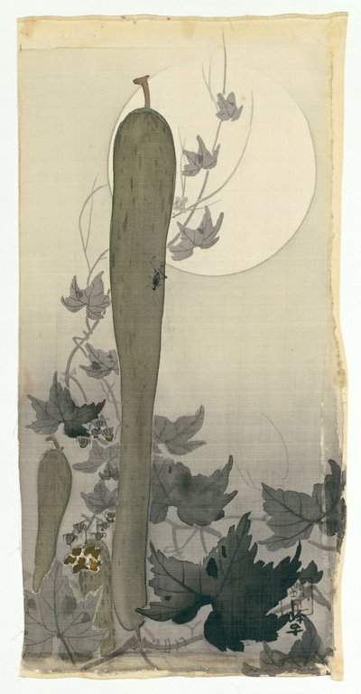 Dolunay ile yabani salatalık by Ohara Koson
