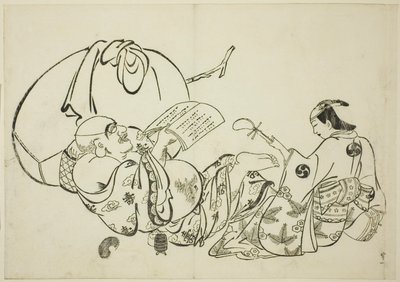 Hotei Kitap Okumak, hayır. 12 baskılık bir diziden 11 by Okumura Masanobu