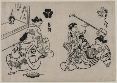 Bir Müşteri ile Üç Nezaket. by Okumura Masanobu