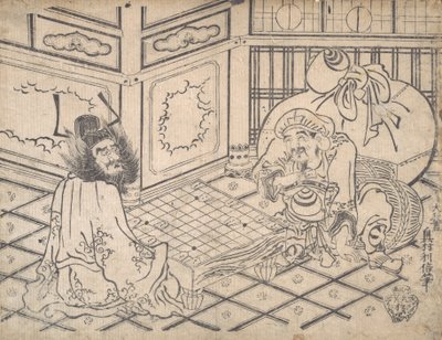 Daikoku ve Shoki Satranç Oynarken, ca. 1730., yaklaşık 1730. by Okumura Toshinobu